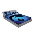 thumbnail image 2 of Mermaid Fitted Sheet & Pillow Sham Set, Silhouette of Aquatic Girl on Moon Sky Background Fictional Print, Decorative Printed 6 Piece Bedding Decor Set, Calking, Purple Black, by Ambesonne, 2 of 3