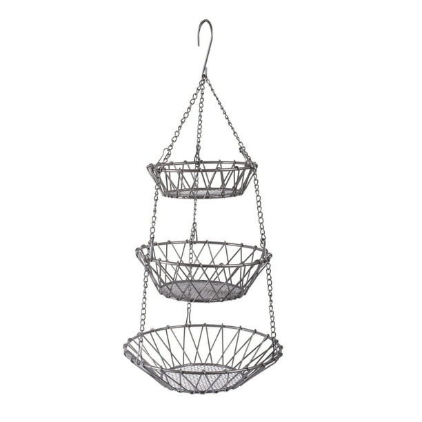 DII 3Tier Fruit and Vegetable Basket with Sturdy Metal Chain Hanging