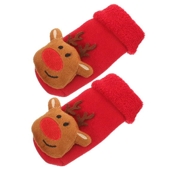 RENACLIPY Christmas Holiday Red Nonslip Socks for Newborns and Toddlers 1Pair