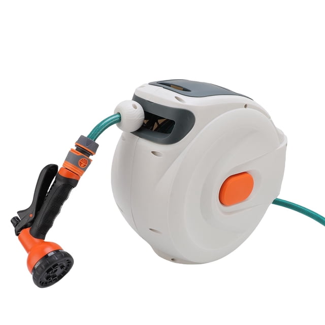 Retractable Garden Hose Reel, High Pressure Sprayer, Automatic System Heavy Duty Automatic Hose Reel Wall Mount