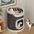 thumbnail image 4 of PrimeGo Cat Climbing Tower Cat Scratching Barrel with 3 Cat Caves Sisal Scratching Pad Multi-tier Cat Play Tower for Multi-cat Family, 4 of 7