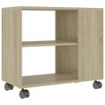 thumbnail image 2 of IM Lashes End Side Table with Rolling Wheels, Bedside Table with Open Shelf Oak 27.6"x13.8"x21.7" Chipboard, 2 of 6