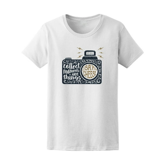 Collect Moments Not Thing Camera Doodle Tee - Women T-Shirt, 2XL