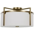 thumbnail image 3 of Uttermost Colfax 3-Light Steel Glass and Fabric Semi Flush in Antique Brass, 3 of 4