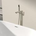 thumbnail image 2 of Logmey Brushed Nickel Freestanding Bathtub Faucet Floor Mounted Single Handle with Handheld Shower, 2 of 11