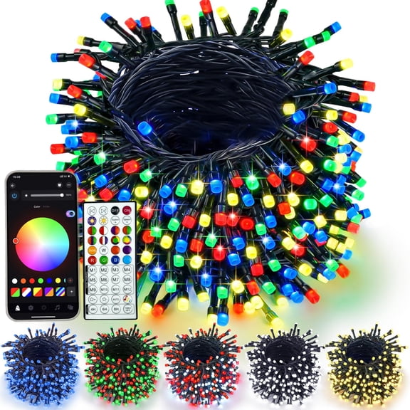 Smart Color Changing Christmas Lights, 66 FT 200 LED RGB String Lights with Remote App Control and Timer, Music Sync Multiple Modes Twinkle Mini Light Waterproof Indoor Outdoor