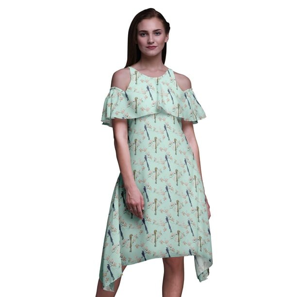 Bimba Green Bird Printed Womens Ruffle Front Cold Shoulder Swing Shift Dress - XXX-Large - Walmart.ca Bimba Green Bird Printed Womens Ruffle Front Cold Shoulder Swing Shift Dress - XXX-Large - Walmart.ca