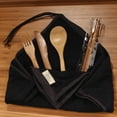 thumbnail image 3 of BambooMN Travel Utensils with 2 Washcloth Wraps - Black - 1 Set, 3 of 9