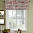 thumbnail image 3 of Red Brick Wall Curtain Valances for Windows, Kitchen Valance Window Treatments Panel 2 Pack, Vintage Farmhouse Stone Rocks Geometric Print Rod Pocket Short Curtains for Bathroom Bedroom 54 x 18 Inch, 3 of 8