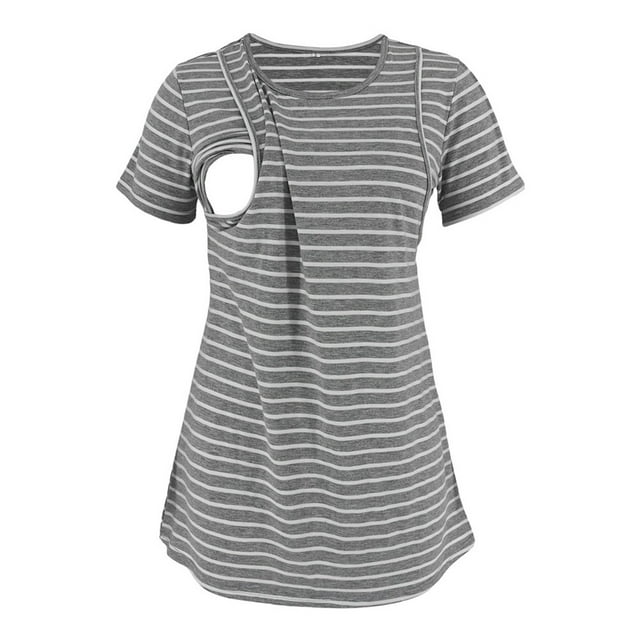 TopLLC Blouses & Chemises à Manches Courtes Col Rond Mode Femmes Manches Courtes Été Uni Col Rond Décontracté Hauts Bouton Blouses Régulières Hauts Blouse Femmes Enceintes