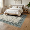thumbnail image 3 of ODIKA 6'x9' Ivory Sage Traditional Medallion Washable Area Rug Classic Geometric Floral Motifs Vintage Decorative Design for Family Room, Living Mater Bedroom, Non-Slip, Easy Care, 3 of 7