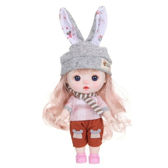 Pyaiiner Silicone Curly Hair Princess 8.6 Inch Beautiful American White Doll Dress Up Hairband or Hat Multi Joint Removable Birthday Christmas Gift