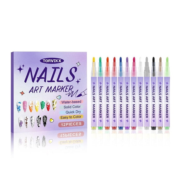 Nail Art Pens, Set of 12 Colours 0.5MM Nail Art Markers,DIY Quick Dry Graffiti Dotting Point Liner Pens, 3D Nails Polish Pen for Painting, Nails Arts Drawing Tool