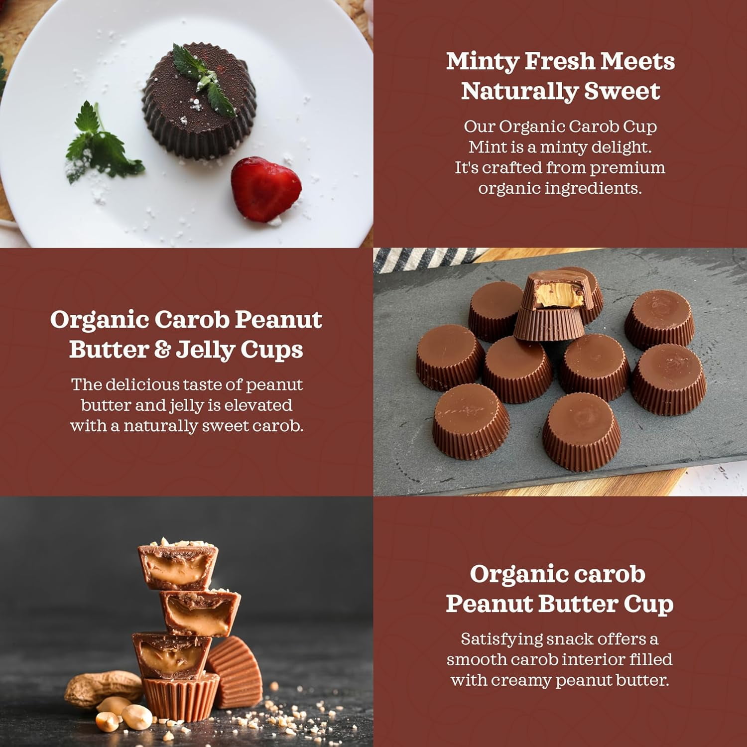 Missy J’s Carob Dark Delights Unsweetened Peanut Cup Vegan Chocolate Dairy-Free 9 oz 12 Pack
