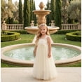 thumbnail image 2 of 2Bunnies Girls' 3T-8Y 3D Flower Petal Tie-Back Bow Maxi Flower Girl Dress, 2 of 4