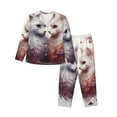 thumbnail image 1 of Fotbe White Red Cat Couple Conjunto de Pijama de Manga Larga para Mujer con Estampado, Ropa de Dormir de 2 Piezas, Conjunto de Casa Suave y Cómodo con Bolsillos-XX-Large, 1 of 7
