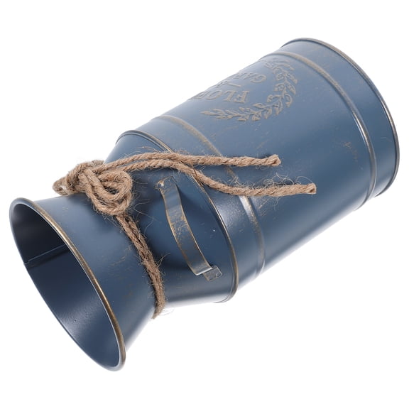 Hemobllo Blue Metal Farmhouse Jug Vase Rustic Vintage Flower Bucket for Floral Arrangements