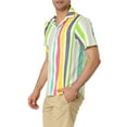 thumbnail image 4 of MODA NOVA Big & Tall Men's Striped Short Sleeves Button Down Hawaiian Shirt Yellow Gray L, 4 of 5