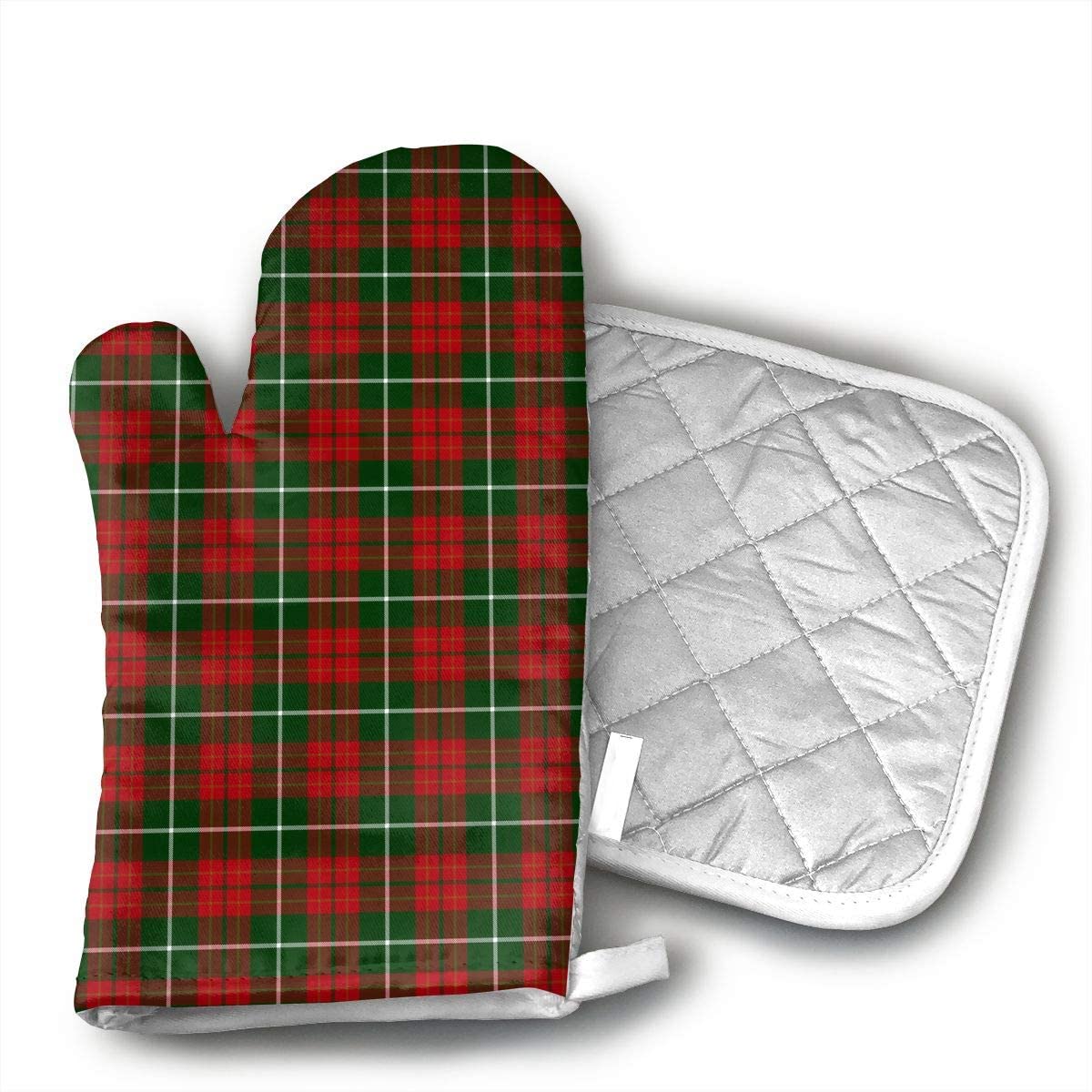 red plaid oven mitts