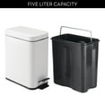 thumbnail image 3 of iDesign Bathroom Trash Can, 1.3 Gallon Metal Rectangular Compact Step Lid Garbage Bin, White, 3 of 6