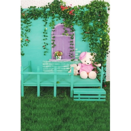 Image of MOHome 5x7ft Artistic Backdrops Girl Photography Background Sweet Toy Bear Baby Bed Wall Vines Flowers Grass Floors Newborn Toddler Boy Portrait Scene Studio Props Video Kid Photo Shoot