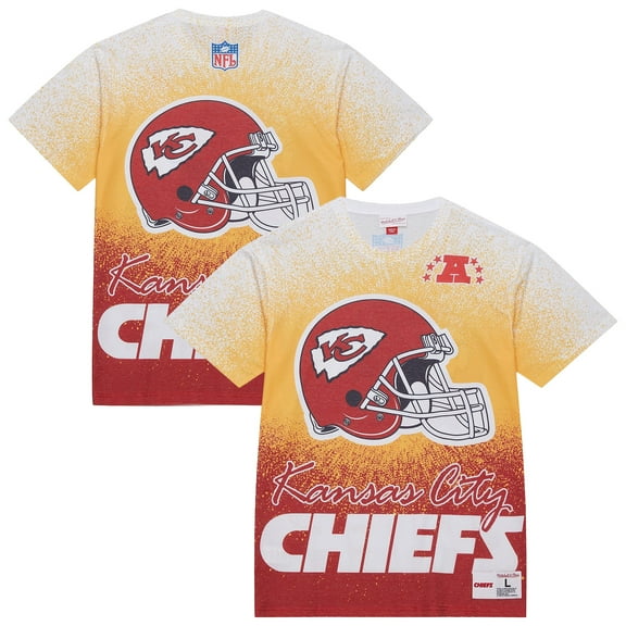 Men's Mitchell & Ness White Kansas City Chiefs Team Burst Vintage Logo T-Shirt