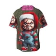 thumbnail image 6 of Lsque Chucky print Men's Cuban Collar Short Sleeve Shirt Summer Beachwear Casual Button Down Fashionable Vacation Leisure Shirt-Large, 6 of 7