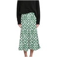 thumbnail image 5 of Summer Maxi Skirts for Women Satin Fashion Boho Long Skirt Trendy Floral High Waist A Line Beach Skirt Vacation Outfit Army Green XXL, 5 of 7