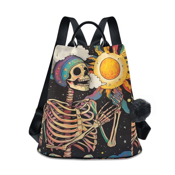 FORMRS Women's Travel Backpack Purse Anti-Theft Hidden Pockets Casual Shoulder Bag, Skeleton with Sun