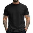 thumbnail image 2 of Men's Summer Loose T-Shirts Waffle Knit Short Sleeve Crew Neck Solid Tee Tops Casual Fashion Outdoor Walking Top Black XL, 2 of 4