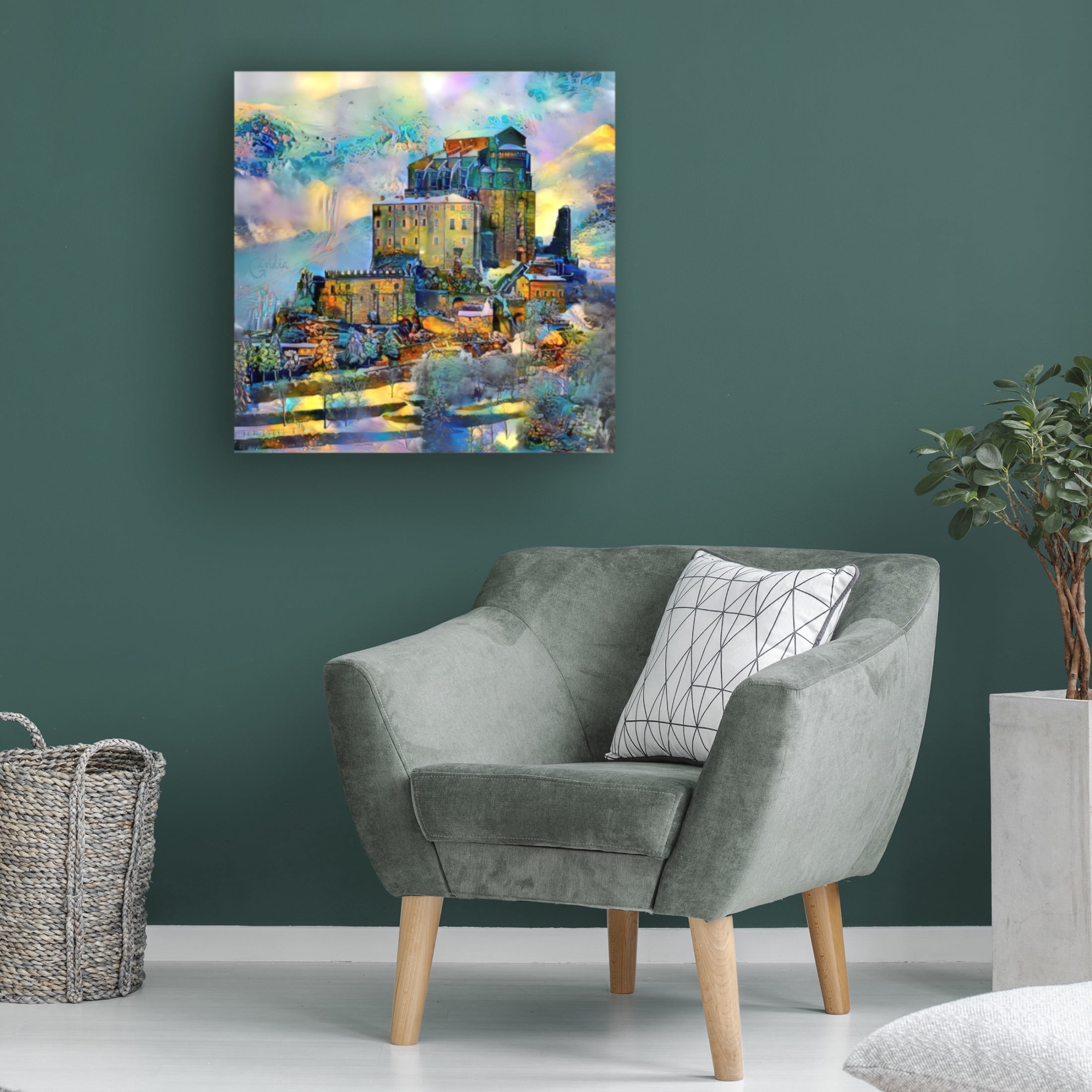 Canvas Wall Art - Pedro Gavidia 'Italy Piedmont Abbazia della Sacra di San Michele' Wall Art for Living Room, Bedroom, or Office Décor by Trademark Fine Art - 18 x 18 Inches