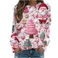 thumbnail image 2 of Craaazy Women's Christmas Print Long Sleeve Shirt Casual Round Neck Tops Gifts, 2 of 8