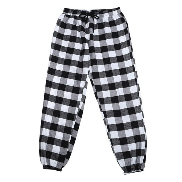 WEAIXIMIUNG Mens Winter Overalls Insulated Men's Plaid Print Drawstring Waist Casual Workout Pants Sleep Bottom