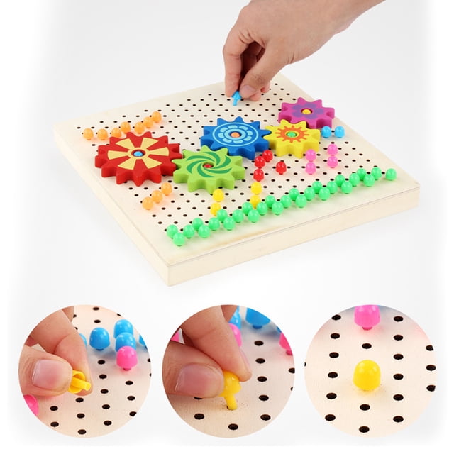 Juguete de clavos de hongo, juego de tablero de clavijas de madera, juego de tablero de clavijas de madera, juguete de clavos para preescolar, diseñado a medida
