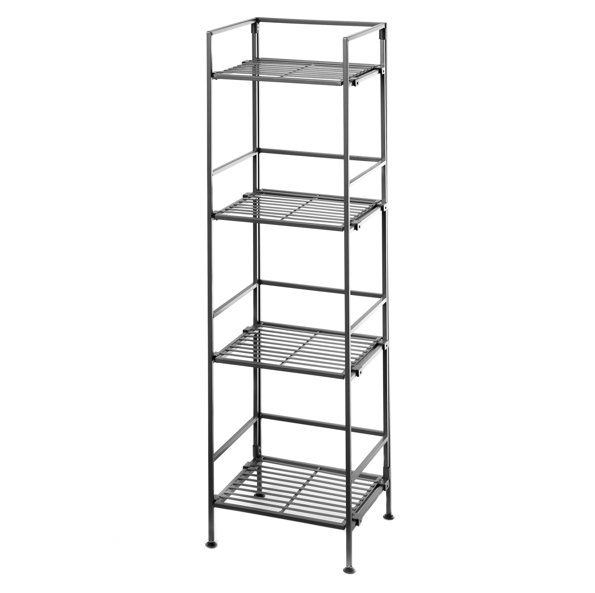 4-Tier Iron Tower Shelving, Pewter 11.3