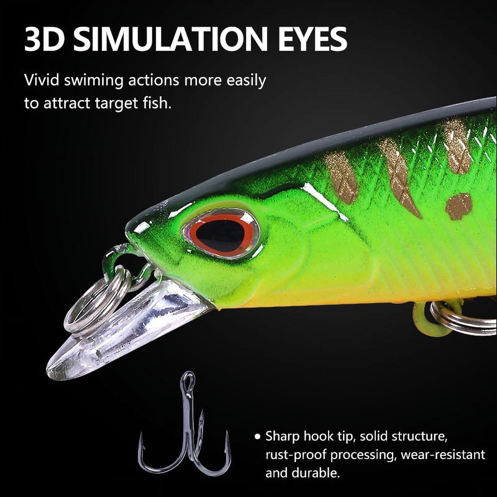 HENGJIA Fishing Lures Hard Bait Minnow VIB Lure with Treble Hook Life-Like Swimbait Fishing Bait Popper Crankbait Sinking Lure for Trout Bass Walleye Redfish, 10PCS