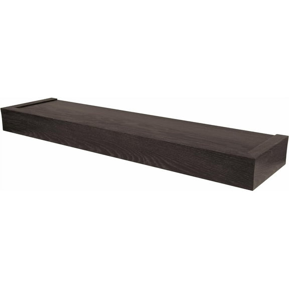 HIGH & MIGHTY 515653 Modern 18" Floating Shelf Holds up to 15lbs, Easy Tool-Free Dry Wall Installation, Flat, eCommerce Packaging, Espresso