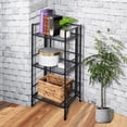 thumbnail image 2 of 3 Tier Wide Folding Metal Shelf, Foldable Storage Shelves Easy Assembly, Portable Design Ideal for Dorm, Office, Kitchen, Closet Steel Construction Space Saver Organizer with Style Black, 2 of 18