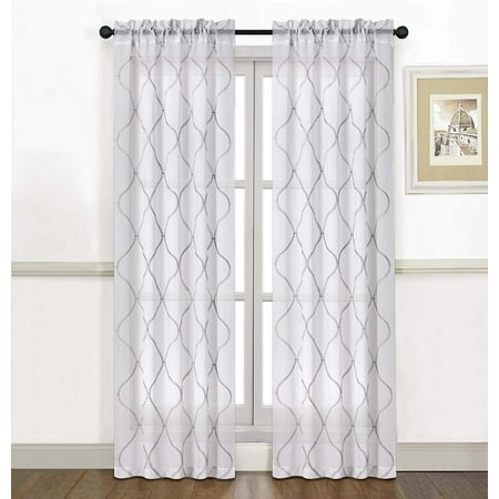 Ruthy S Textile Grey Sheer Curtains 2 X 38 X 84 Panels Rod