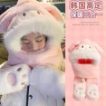 thumbnail image 4 of Conjunto de guantes y bufanda Kawaii Sanrio Hello Kitty, bufanda de peluche Kuromi Melody, gorro cálido de invierno para estudiante de dibujos animados, regalo de cumpleaños para niña, 4 of 5