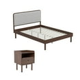 thumbnail image 3 of Roundhill Furniture Wyller 2-Piece Bedroom Set, Platform Bed with Nightstand, Natural Walnut, Queen, 3 of 15