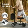 Preenex Foldable Knee Scooter Walker with Adjustable Kneeling Pad & Handlebar Black