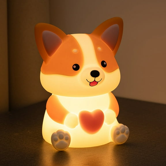 Corgi Dog Night Light for Kids, Rechargeable Cute Puppy Silicone Night Light with Timer, Dimmable Nursery Night Lights Dog Lamp for Kids Room Decor, Cute Lamp Gift for Corgi Lovers Baby Toddlers Boys