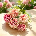 thumbnail image 2 of Artificial Chrysanthemum Bunch, Faux Mum Flowers, Fake Chrysanthemum Stems, 6 Head Realistic Mum Bunch, for Home Vase Table Centerpiece Wedding Decor, Double Pink, 2 of 4