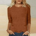 thumbnail image 2 of Fanxing Womens Tops 3/4 Sleeve Shirts Lightweight Summer T-Shirts Brown,S, 2 of 5