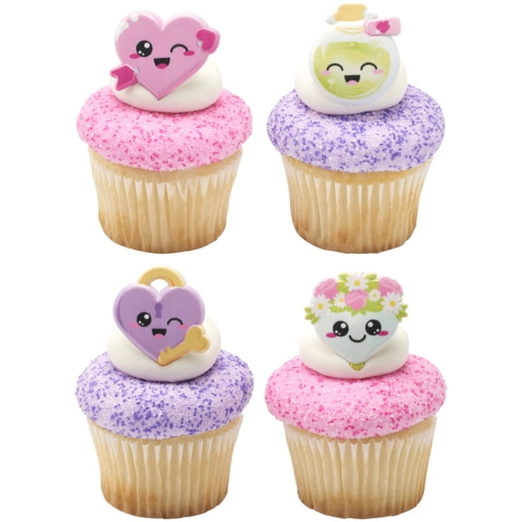 CakeDrake Cupcake Rings Kawaii Valentine Theme 24 Count Cake  Decor