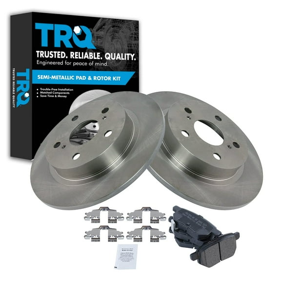 TRQ Rear Brake Pad & Rotor Kit Brake Pads Brake Rotor Semi-Metallic Fits Select 2011-2016 Scion tC