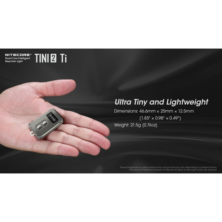 NITECORE TINI2 Ti Intelligent Keychain Light EDC Mini Dual-Core Flashlight  USB-C Rechargeable 500 Lumen Titanium, Li-ion Battery