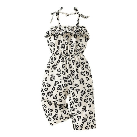 

Toddler Boys Girls Sleeveless Summer New Children Pants Trendy Leopard Printed Spaghetti Strap Pants Child Clothing Streetwear Kids Dailywear Outwear