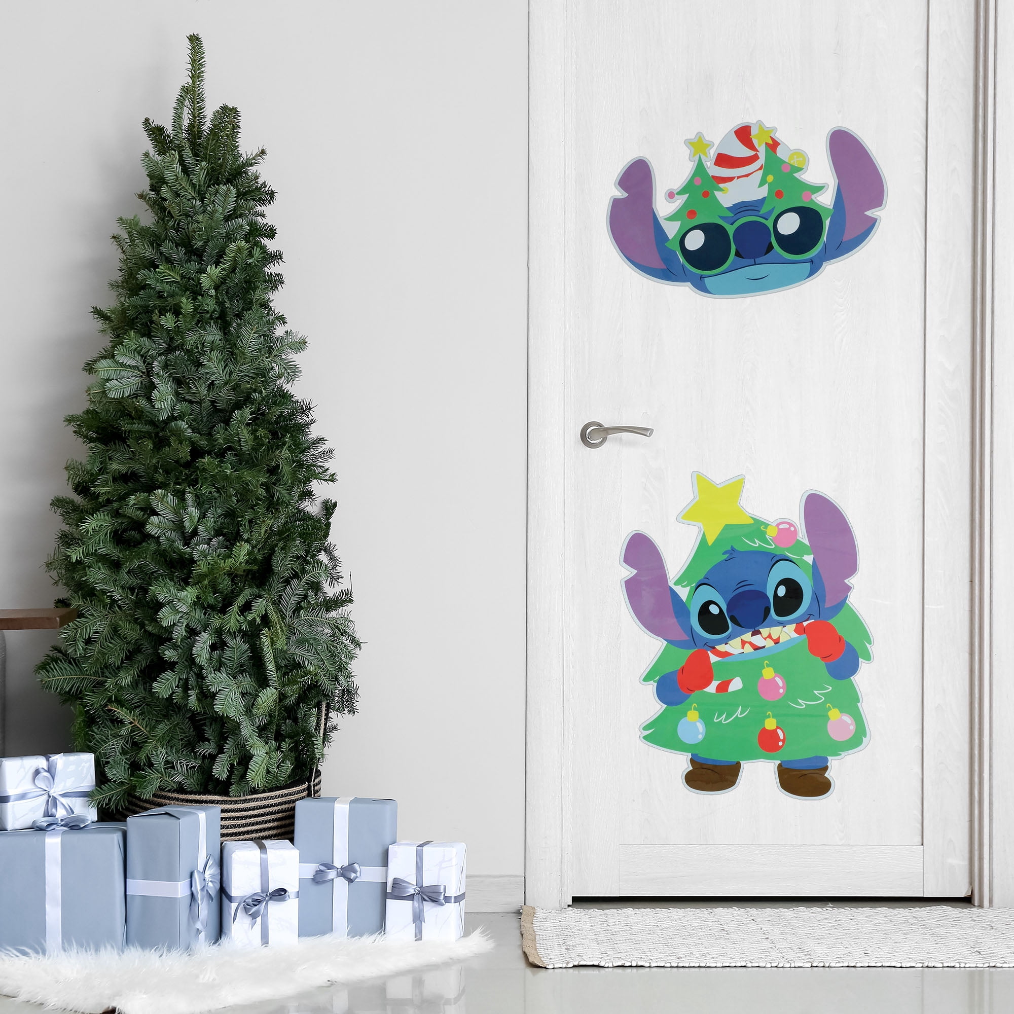 Disney Stitch Christmas Door Sticker Set – Holiday Wall & Door Decals